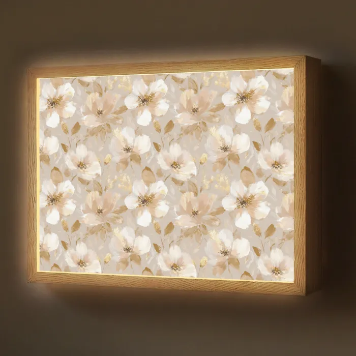 Bloemen - artistiek - Goud Light Box met batterij (Wandlamp) middel 907 -z3d_website