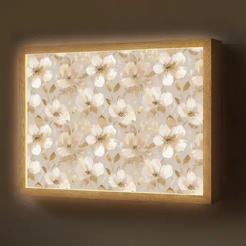 Bloemen - artistiek - Goud Light Box met batterij (Wandlamp) middel 907 -z3d_website