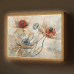 Bloemen - Beige - Modern - Illustratie Light Box met batterij (Wandlamp) middel -z3d_website