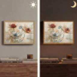 Bloemen - Beige - Modern - Illustratie Light Box met batterij (Wandlamp) middel -sfeer3