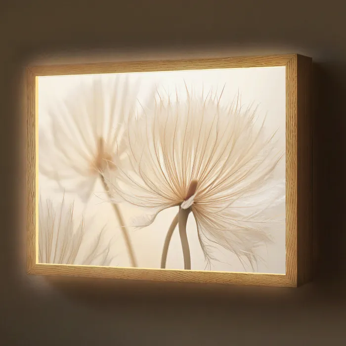 Bloemen - Beige - Natuur Light Box met batterij (Wandlamp) middel -z3d_website