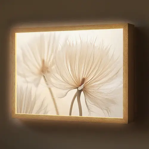 Bloemen - Beige - Natuur Light Box met batterij (Wandlamp) middel -z3d_website