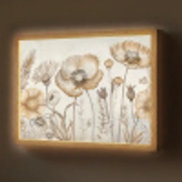 Bloemen - Beige - Natuur - Illustratie Light Box met batterij (Wandlamp) middel -z3d_website