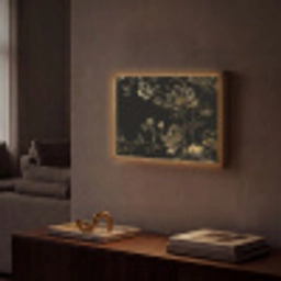 Bloemen - Zwart - Goud - Line art Light Box met batterij (Wandlamp) middel -sfeer1
