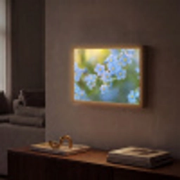 Bloemetjes - Blauw - Vergeet mij nietjes Light Box met batterij (Wandlamp) middel -sfeer1
