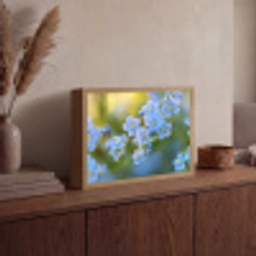 Bloemetjes - Blauw - Vergeet mij nietjes Light Box met batterij (Wandlamp) middel -sfeer2