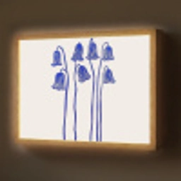 Bloemen - Blauw - Lijnen - Bloemblaadjes Light Box met batterij (Wandlamp) middel -z3d_website