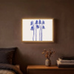 Bloemen - Blauw - Lijnen - Bloemblaadjes Light Box met batterij (Wandlamp) middel -sfeer4