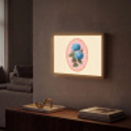 Bloemen - Blauw - Lijst - Bladeren Light Box met batterij (Wandlamp) middel -sfeer1