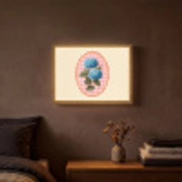 Bloemen - Blauw - Lijst - Bladeren Light Box met batterij (Wandlamp) middel -sfeer4