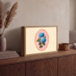 Bloemen - Blauw - Lijst - Bladeren Light Box met batterij (Wandlamp) middel -sfeer2