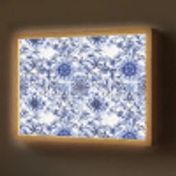 Bloemen - Blauw - Patroon - Wit Light Box met batterij (Wandlamp) middel 907 -z3d_website