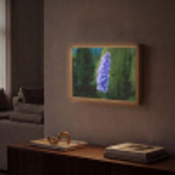Bloemen - Blauw - Dennenboom Light Box met batterij (Wandlamp) middel -sfeer1