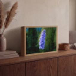 Bloemen - Blauw - Dennenboom Light Box met batterij (Wandlamp) middel -sfeer2