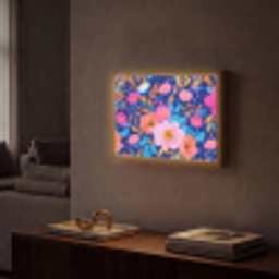 Bloemen - Blauw - Roze Light Box met batterij (Wandlamp) middel -sfeer1