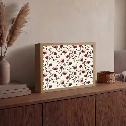 Bloemen - Botanisch - Bordeaux Light Box met batterij (Wandlamp) middel 907 -sfeer2