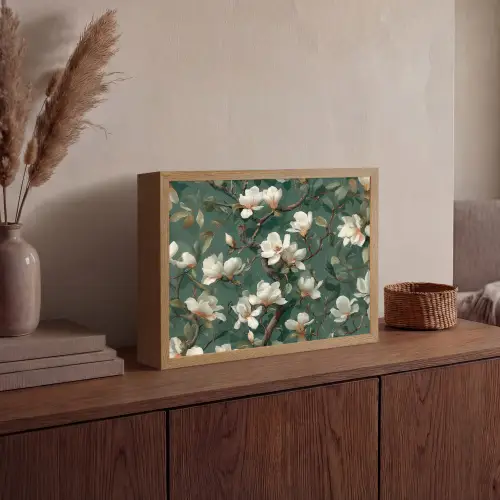 Bloemen - Takken - Wit - Klassiek Light Box met batterij (Wandlamp) middel -sfeer2