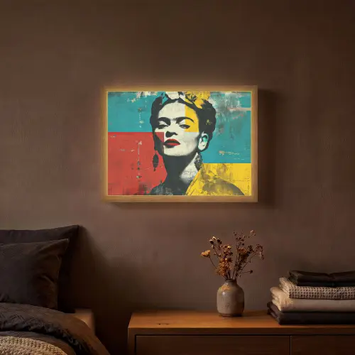 Bloemen - Felle kleuren - Grafisch - Modern Light Box met batterij (Wandlamp) middel -sfeer4
