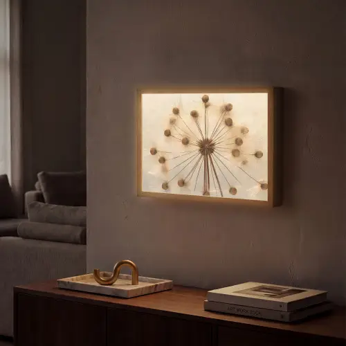 Bloemen - Bruin - Planten - Botanisch Light Box met batterij (Wandlamp) middel -sfeer1