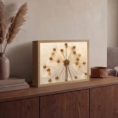 Bloemen - Bruin - Planten - Botanisch Light Box met batterij (Wandlamp) middel -sfeer2