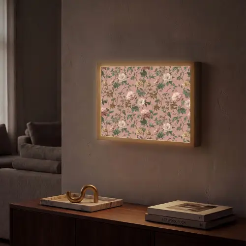Bloemen - Klassiek - Roze Light Box met batterij (Wandlamp) middel 907 -sfeer1