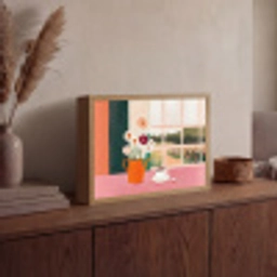 Bloemen - Koffie - Raam Light Box met batterij (Wandlamp) middel -sfeer2