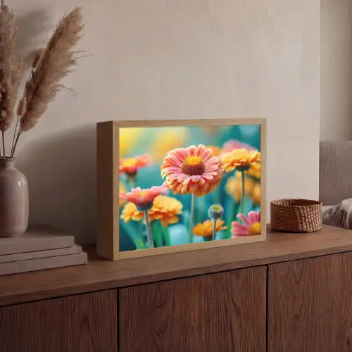 Bloemen - Kleurrijk - Natuur - Gerbera Light Box met batterij (Wandlamp) middel -sfeer2