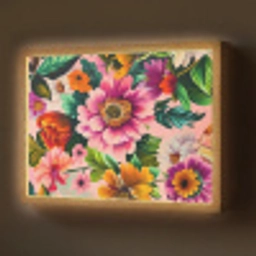 Bloemen - Kleurrijk - Roze Light Box met batterij (Wandlamp) middel -z3d_website