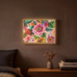 Bloemen - Kleurrijk - Roze Light Box met batterij (Wandlamp) middel -sfeer4