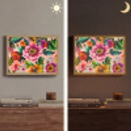 Bloemen - Kleurrijk - Roze Light Box met batterij (Wandlamp) middel -sfeer3