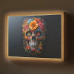 Bloemen - Kleurrijk - Schedel Light Box met batterij (Wandlamp) middel -z3d_website