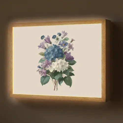 Bloemen - Gedetailleerd - Rust - Realistisch Light Box met batterij (Wandlamp) middel -z3d_website