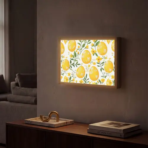Bloemen - Paaseieren - Geel Light Box met batterij (Wandlamp) middel -sfeer1