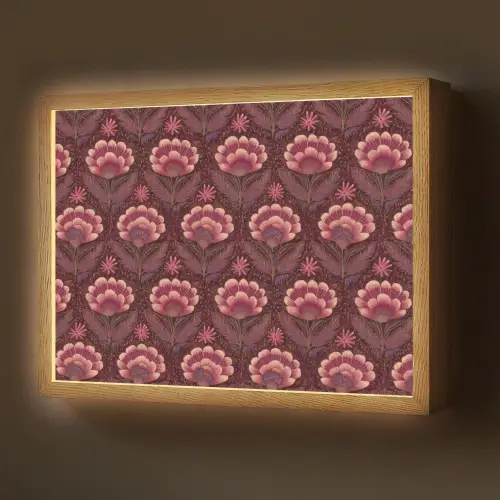 Bloemen - Waaier - Paars Light Box met batterij (Wandlamp) middel 907 -z3d_website