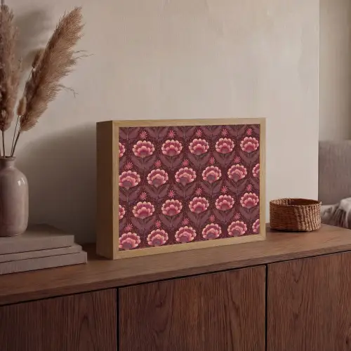 Bloemen - Waaier - Paars Light Box met batterij (Wandlamp) middel 907 -sfeer2