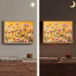 Bloemen - Veld - Geel Light Box met batterij (Wandlamp) middel -sfeer3