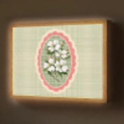 Bloemen - Illustratie - Geruit - Groen Light Box met batterij (Wandlamp) middel -z3d_website