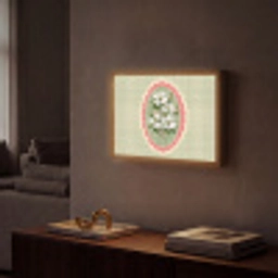Bloemen - Illustratie - Geruit - Groen Light Box met batterij (Wandlamp) middel -sfeer1