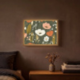 Bloemen - Illustratie - Groen Light Box met batterij (Wandlamp) middel -sfeer4