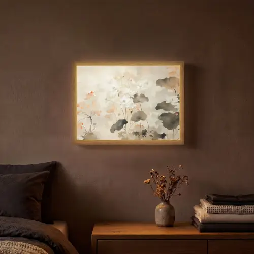 Bloemen - Japandi - Wabi sabi Light Box met batterij (Wandlamp) middel -sfeer4