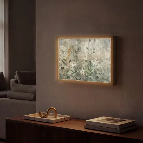 Bloemen - Bladeren - Abstract - Modern Light Box met batterij (Wandlamp) middel -sfeer1