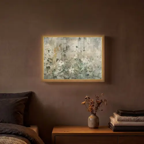 Bloemen - Bladeren - Abstract - Modern Light Box met batterij (Wandlamp) middel -sfeer4