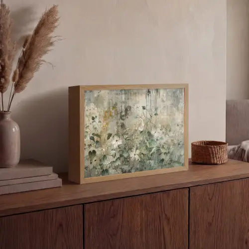 Bloemen - Bladeren - Abstract - Modern Light Box met batterij (Wandlamp) middel -sfeer2