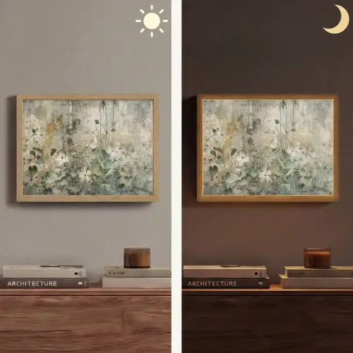 Bloemen - Bladeren - Abstract - Modern Light Box met batterij (Wandlamp) middel -sfeer3