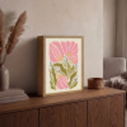 Bloemen - Bladeren - Abstract - Roze Light Box met batterij (Wandlamp) middel -sfeer2