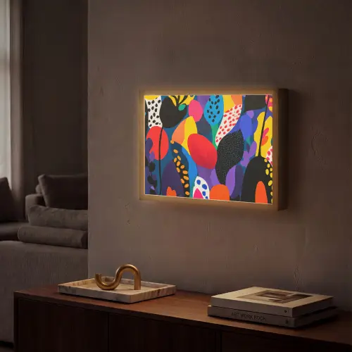 Bloemen - Bladeren - Abstract - Rood Light Box met batterij (Wandlamp) middel -sfeer1