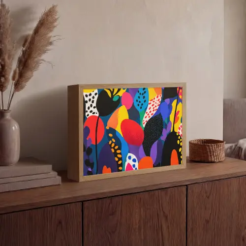 Bloemen - Bladeren - Abstract - Rood Light Box met batterij (Wandlamp) middel -sfeer2