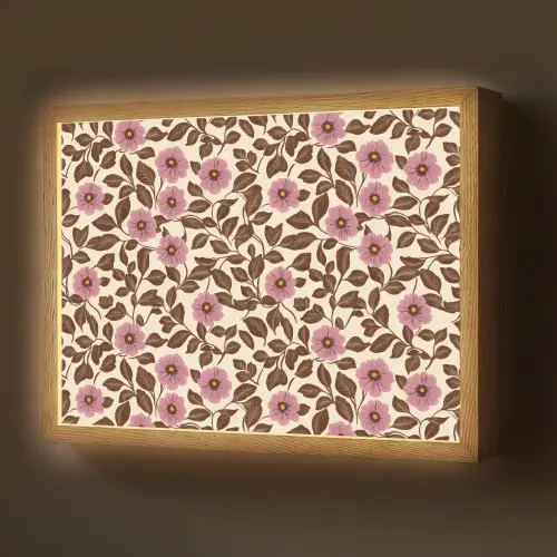 Bloemen - Bladeren - Kleurrijk Light Box met batterij (Wandlamp) middel 907 -z3d_website