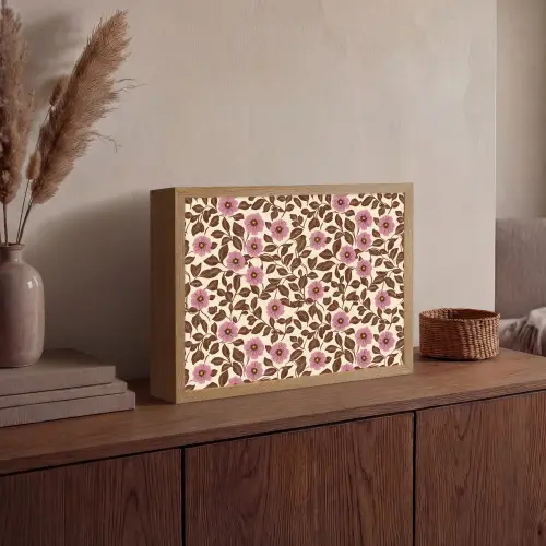 Bloemen - Bladeren - Kleurrijk Light Box met batterij (Wandlamp) middel 907 -sfeer2