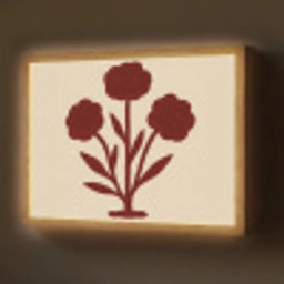 Bloemen - Bladeren - Rood - Minimalistisch Light Box met batterij (Wandlamp) middel -z3d_website